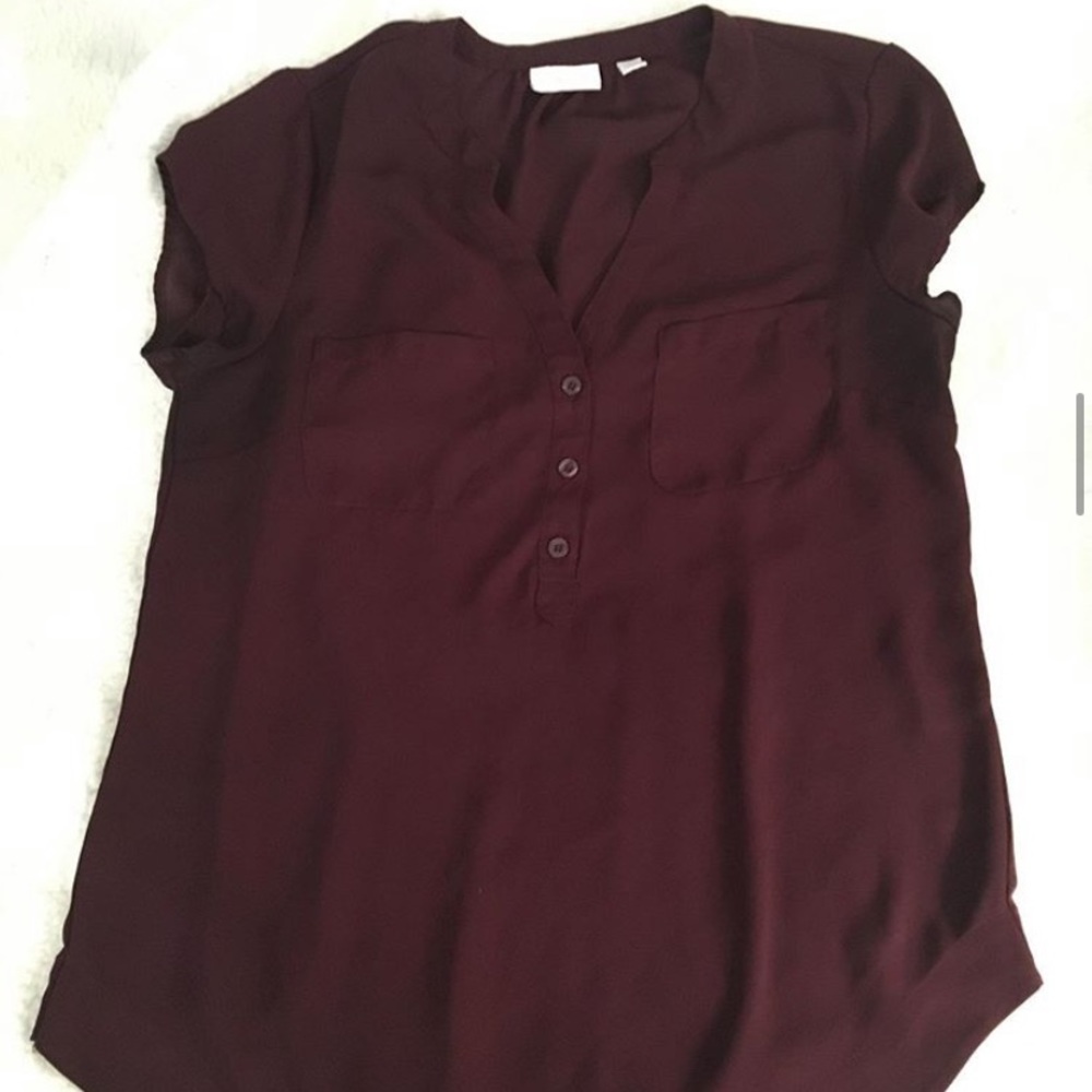 Maroon button down blouse